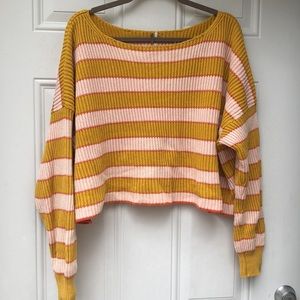 Oversized Free People Boxy Cropped Striped Sweater